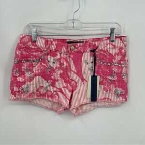 Juicy couture denim pink jean embellished shorts bubblegum pink Sz 29
